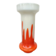 Vase opaline verre orange et blanc vintage