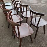 Set of 10 wooden bistro chairs - vintage
