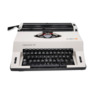 Machine à écrire Olympia Alphamatic 33 blanche révisée ruban neuf 1980