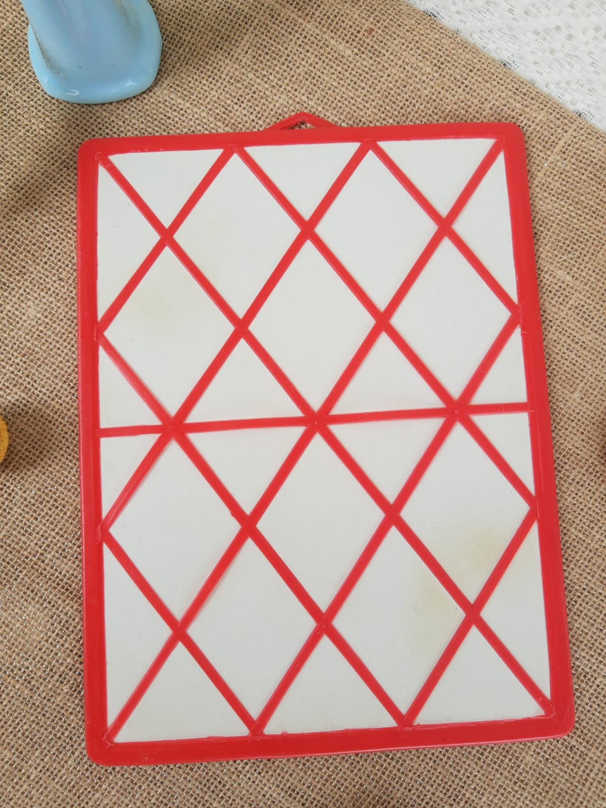 Large mirror to hang plastic red vintage barber style