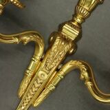 Pair of Louis XVI style urn and torch wall lights - gilt bronze