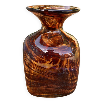 Vase en verre soufflé décor écaille de tortue