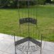 Corner shelf/plant stand in wrought iron and rattan