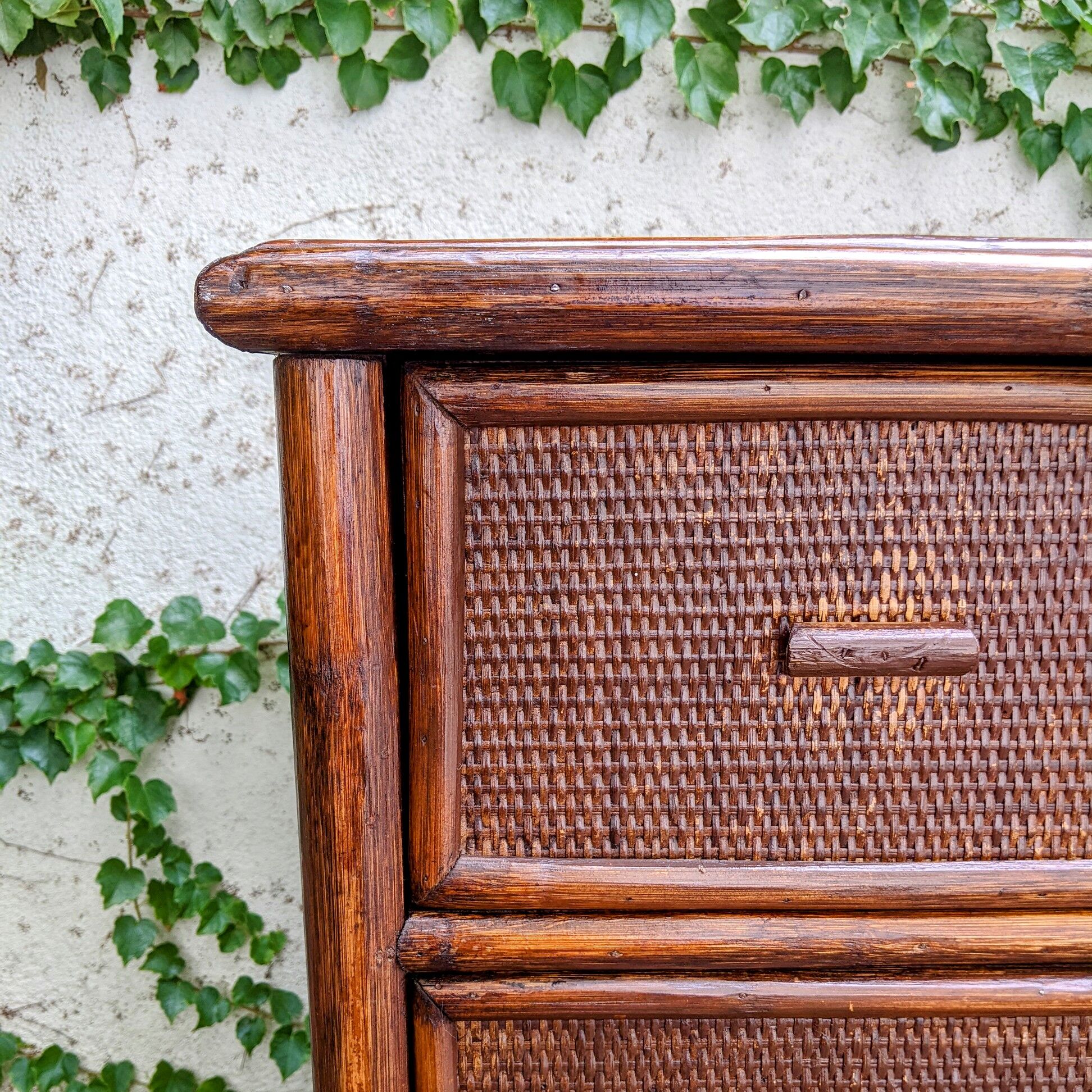Vintage rattan chest of drawers