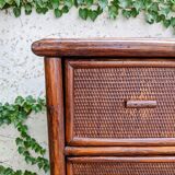 Vintage rattan chest of drawers
