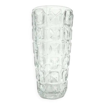 Vase, mid-century modern, transparent glass, Ząbkowice, Poland, 1970s
