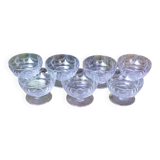 Set of 7 engraved crystal stemmed dessert cups