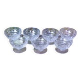 Ensemble de 7  coupes à dessert à pied en cristal gravés