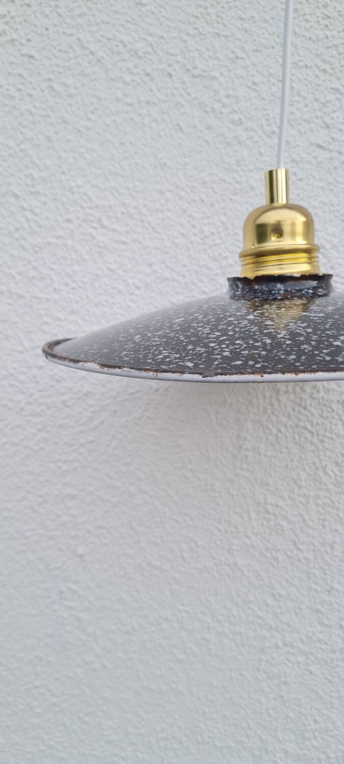 Suspension en tôle émaillée noire moucheté