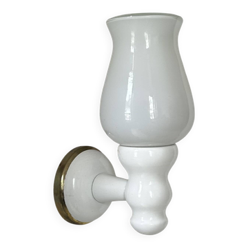 Vintage painted wood and opaline wall lamp, France, 1980