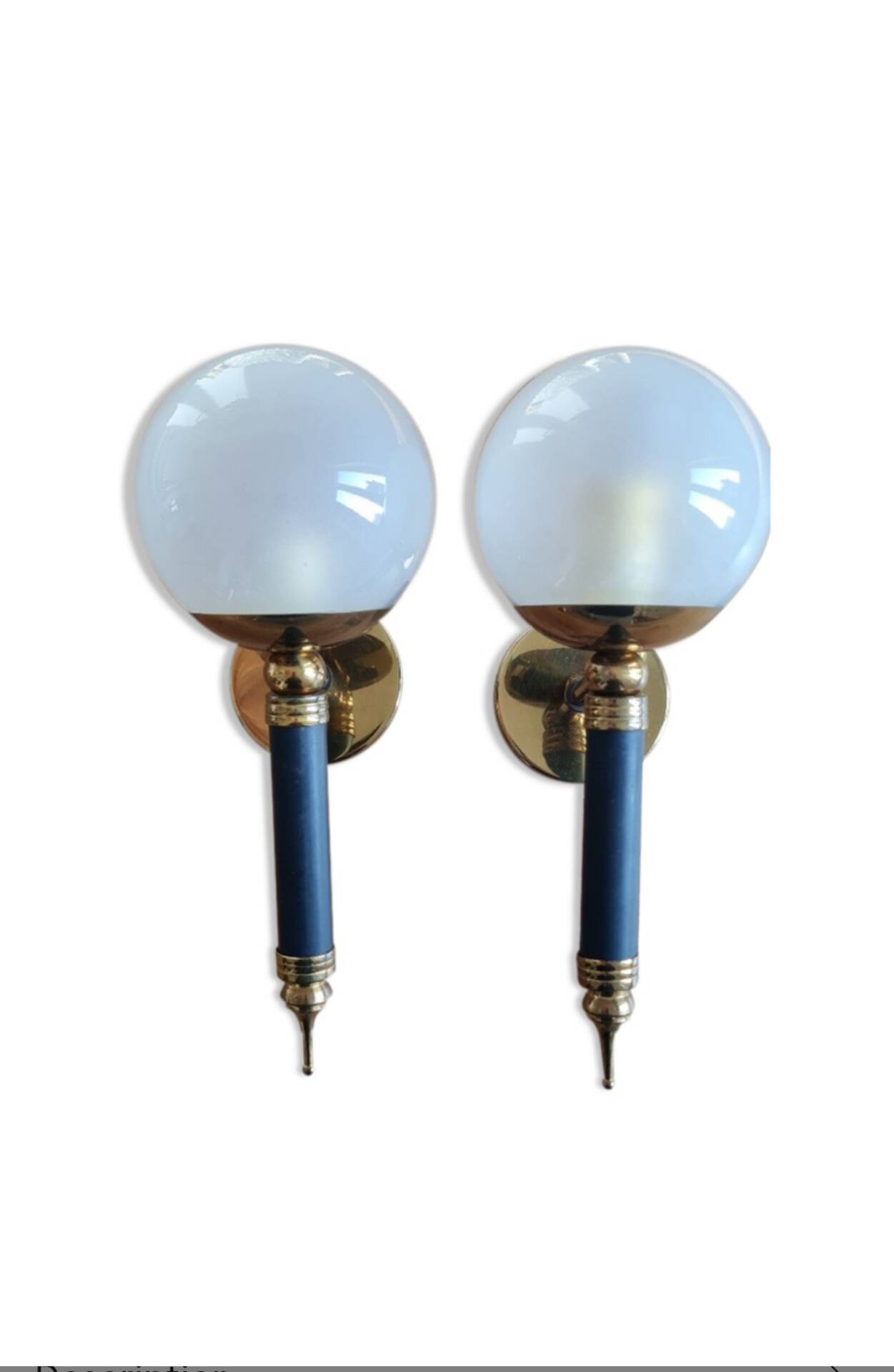 Pair of brass and glass wall lights