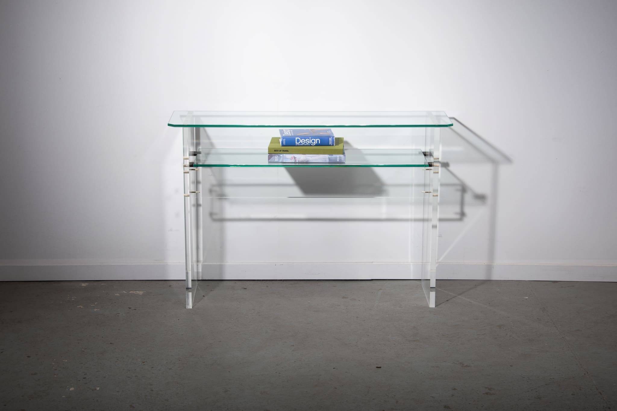 Table Console en Verre et Lucite par Roche Bobois, Circa 1980