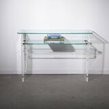 Table Console en Verre et Lucite par Roche Bobois, Circa 1980