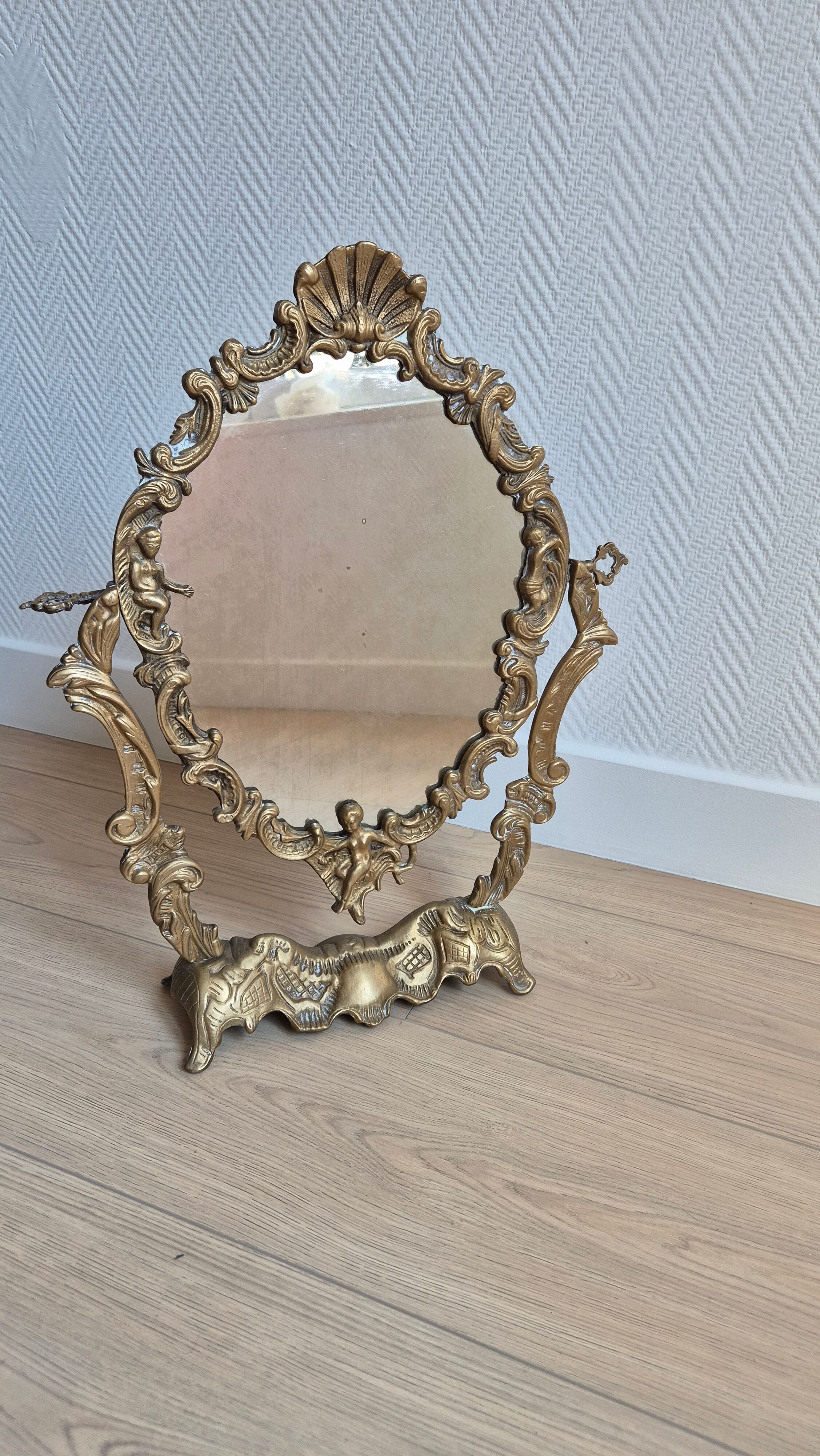 Antique table mirror in bronze — Louis XV Rococo style — 1900-1920