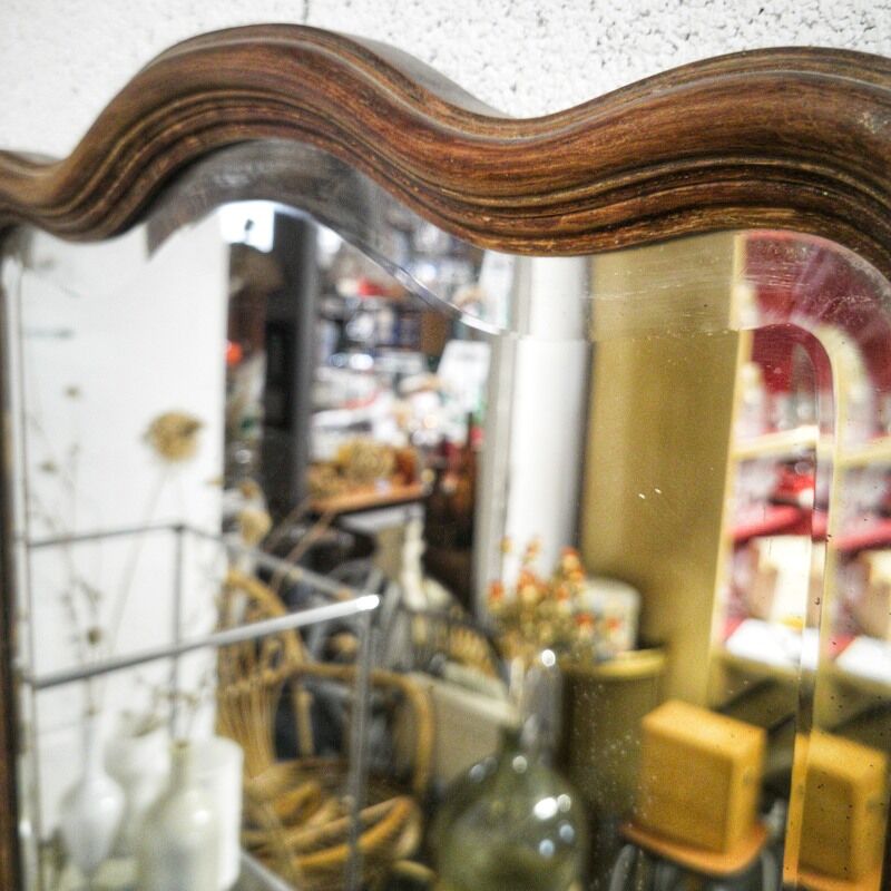 Beveled mirror contour wood 77x53cm