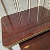 Set of 2 nesting tables in exotic wood veneer, tapered legs and