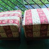 Lot 2 poufs Upholsterers in solid walnut