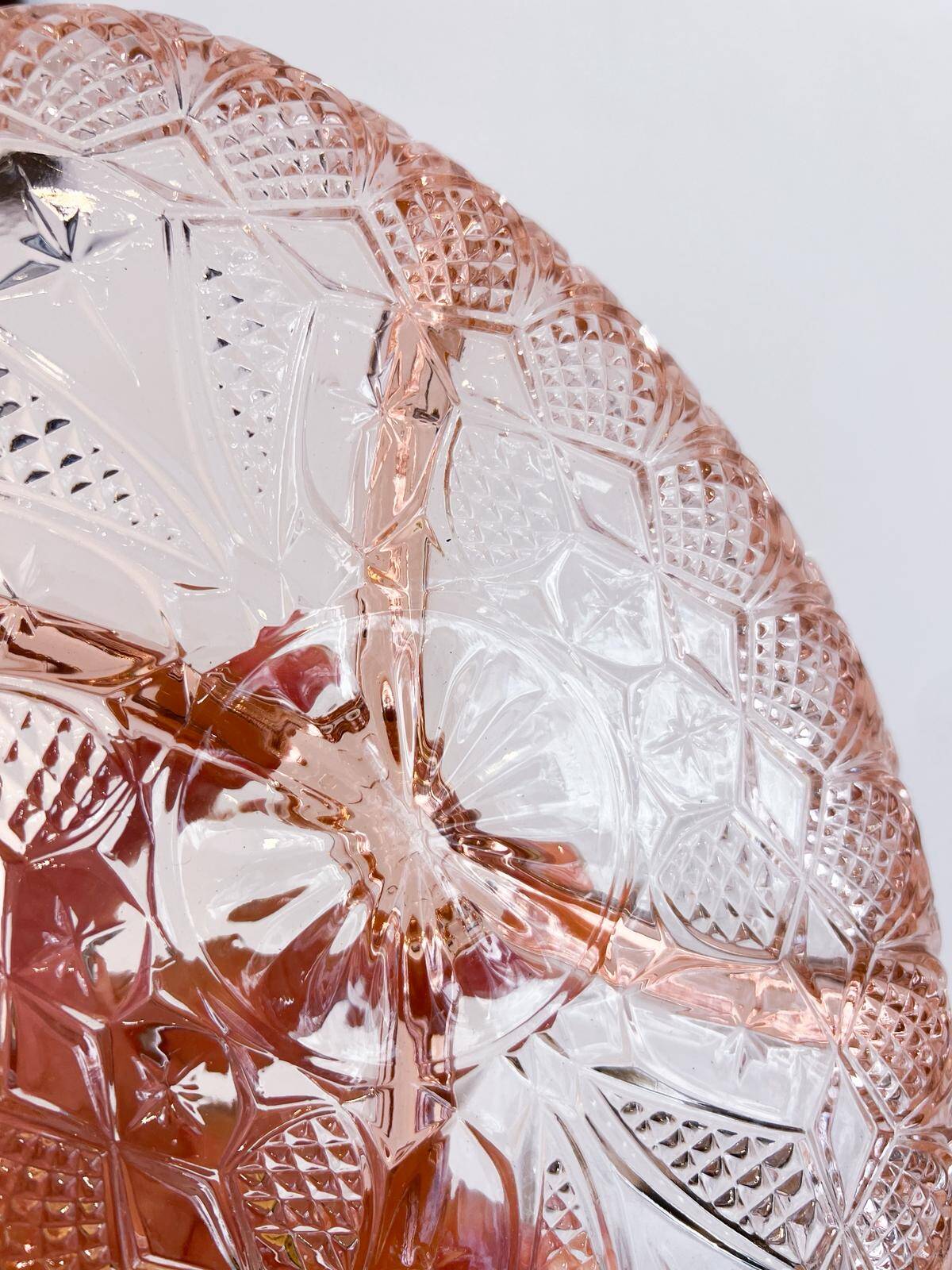 Vintage pink glass compartmentalized dish