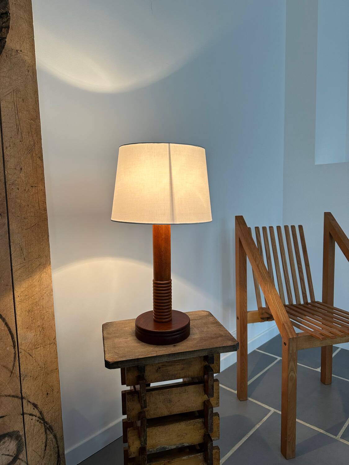 Art Deco turned wood lamp