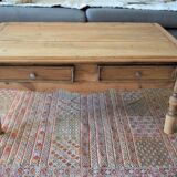 Table basse ancienne en chêne avec 2 tiroirs
