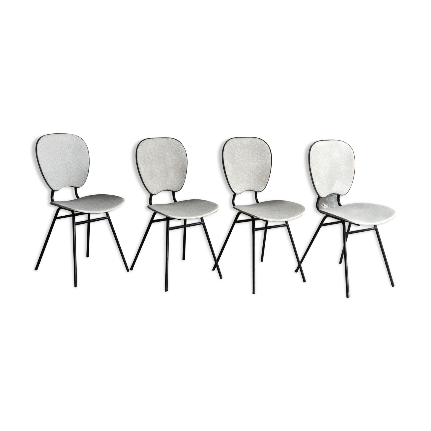 Set of 4 vintage chairs black tubular base 1950