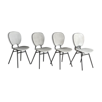 Set of 4 vintage chairs black tubular base 1950