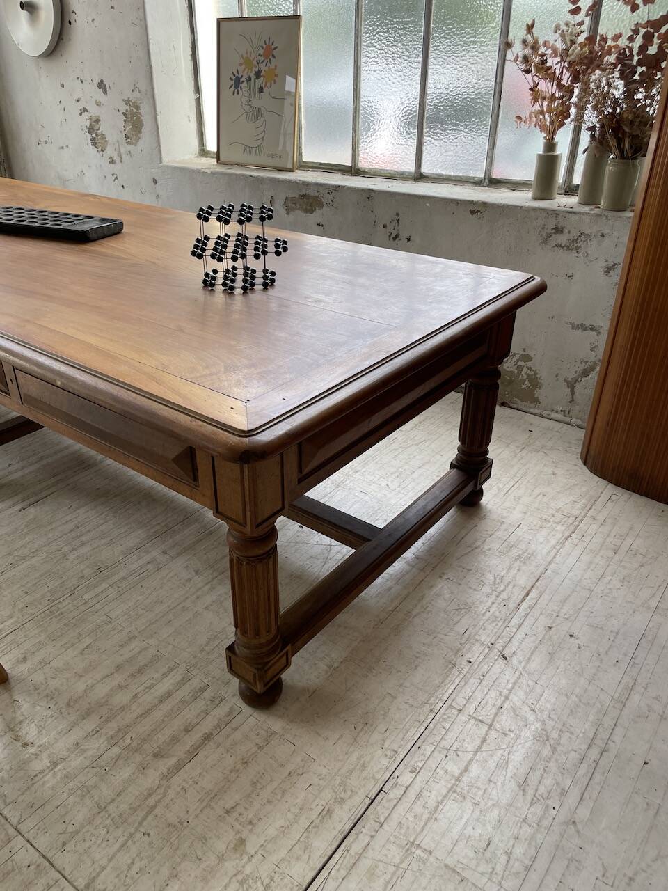 Solid walnut farmhouse castle table 1900 XXL