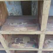 Meuble ancien de gare à casiers en bois