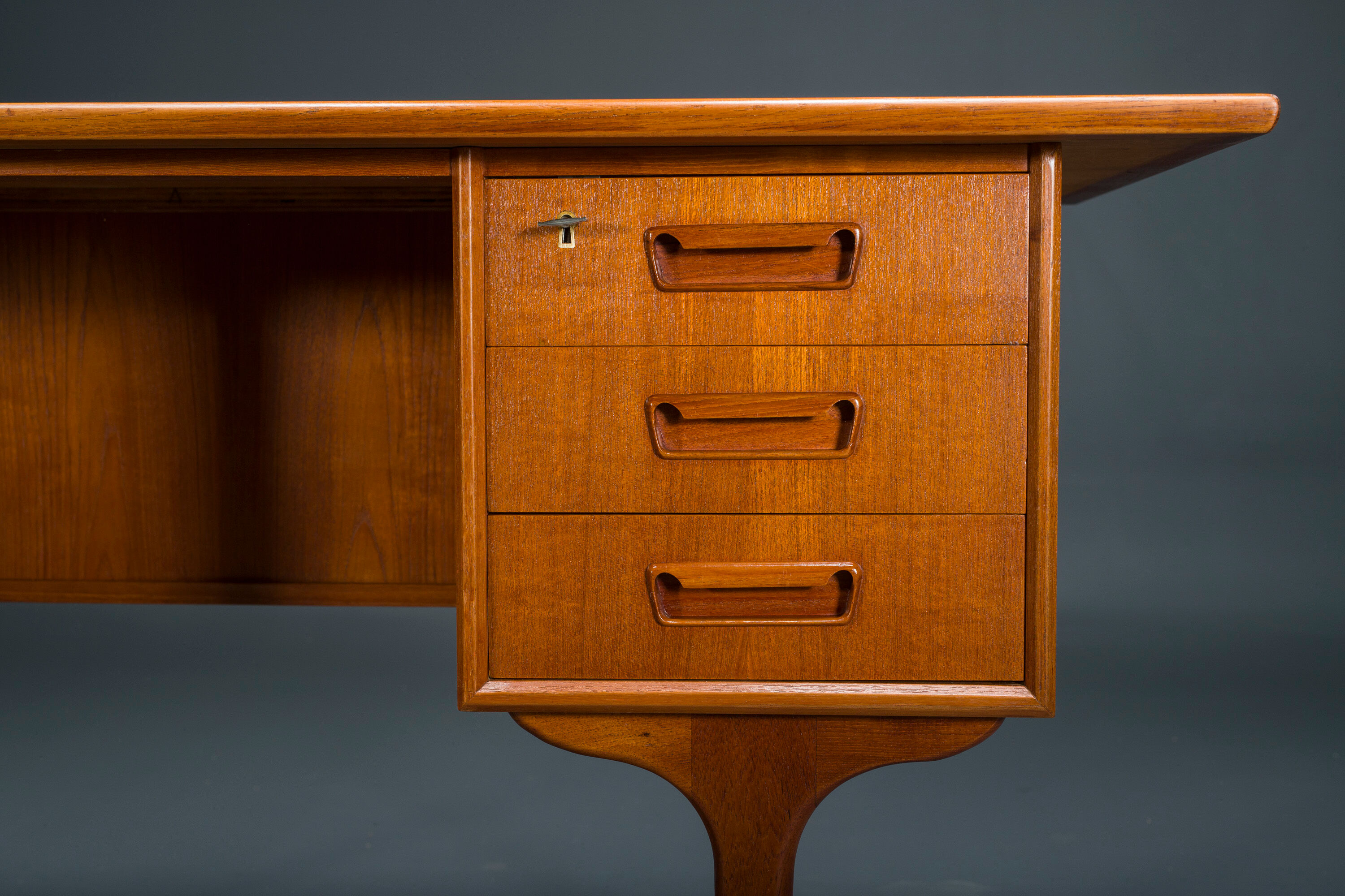 Danish teak desk by Gunnar Nielsen for Tibergaard 1960s