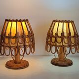 Pair of vintage bamboo lamps