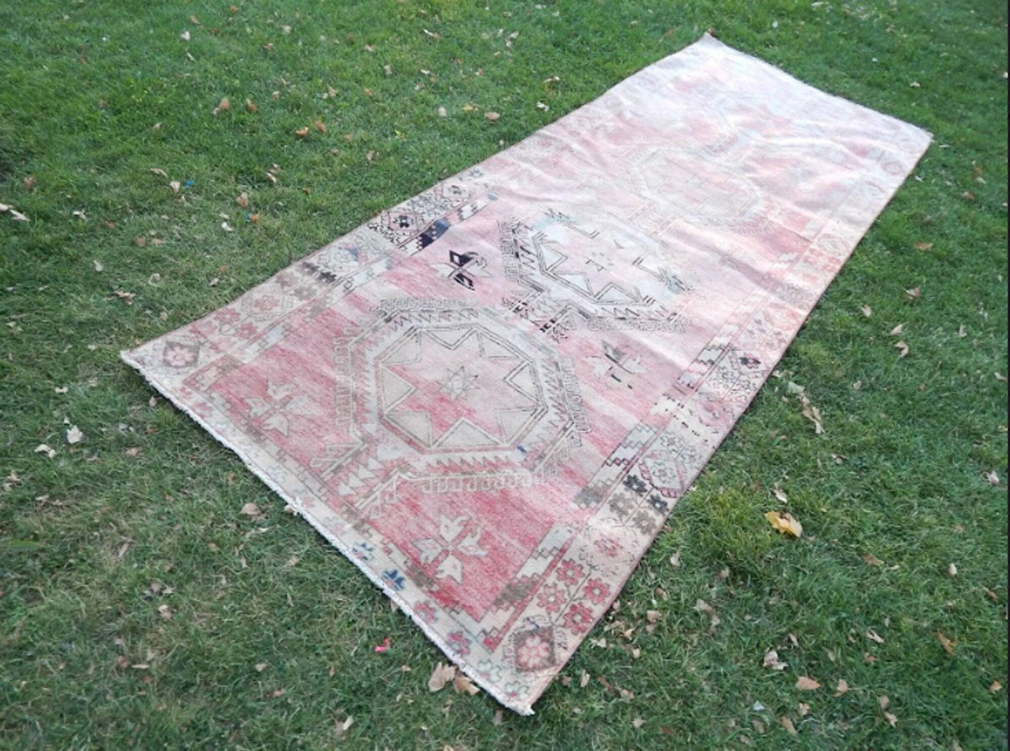 Vintage Turkish hallway rug 137x363 cm
