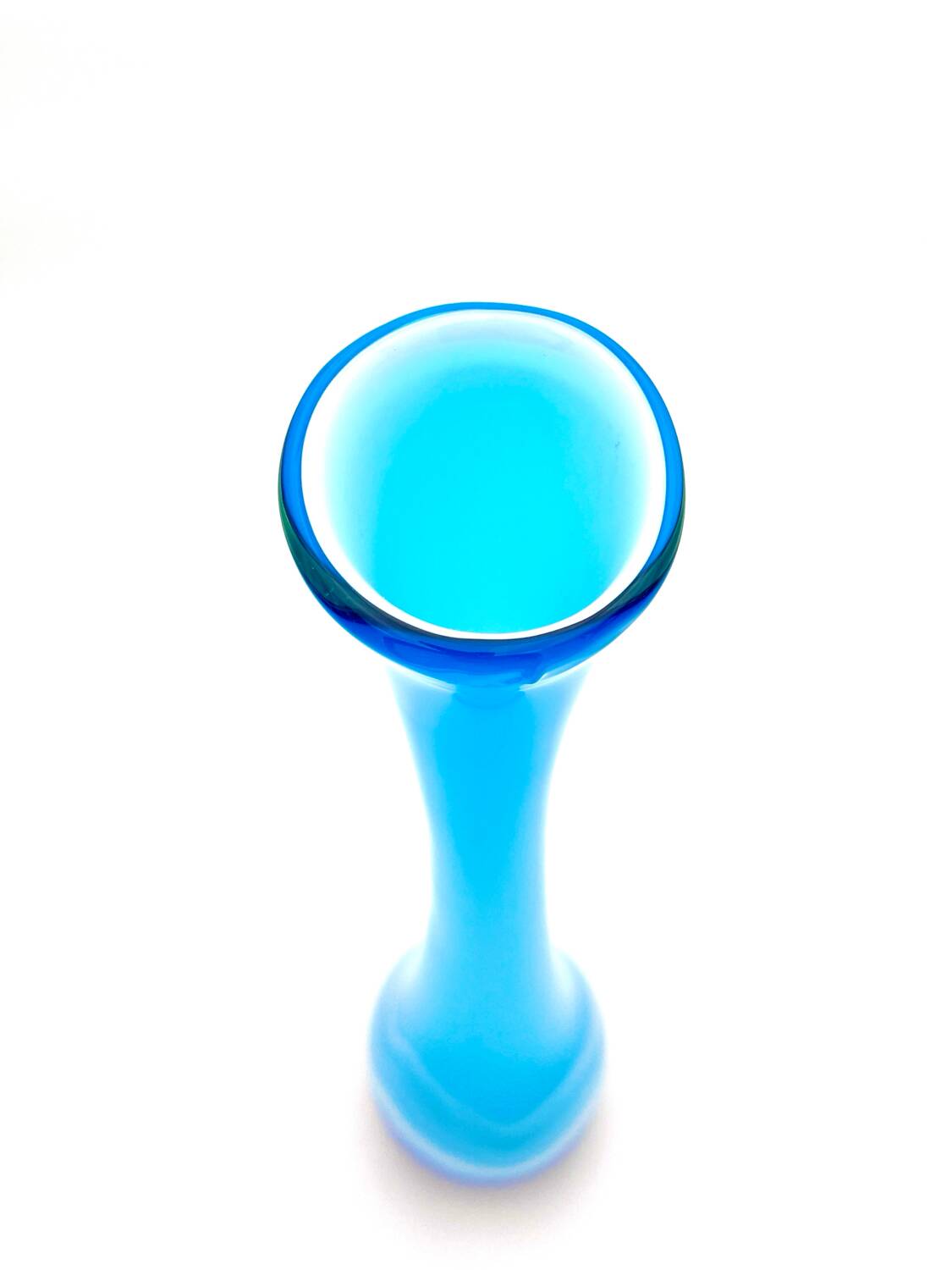 Sculptural Vase "Goccia" 43cm - Blown Murano Glass - Blue & Latte