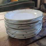 8 Dessert Plates in Limoges Porcelain - Silver Rim, Mid-20th Century