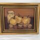 Oil painting on canvas, still life with fruits and pot, nuts, signed, George Cros, signed
