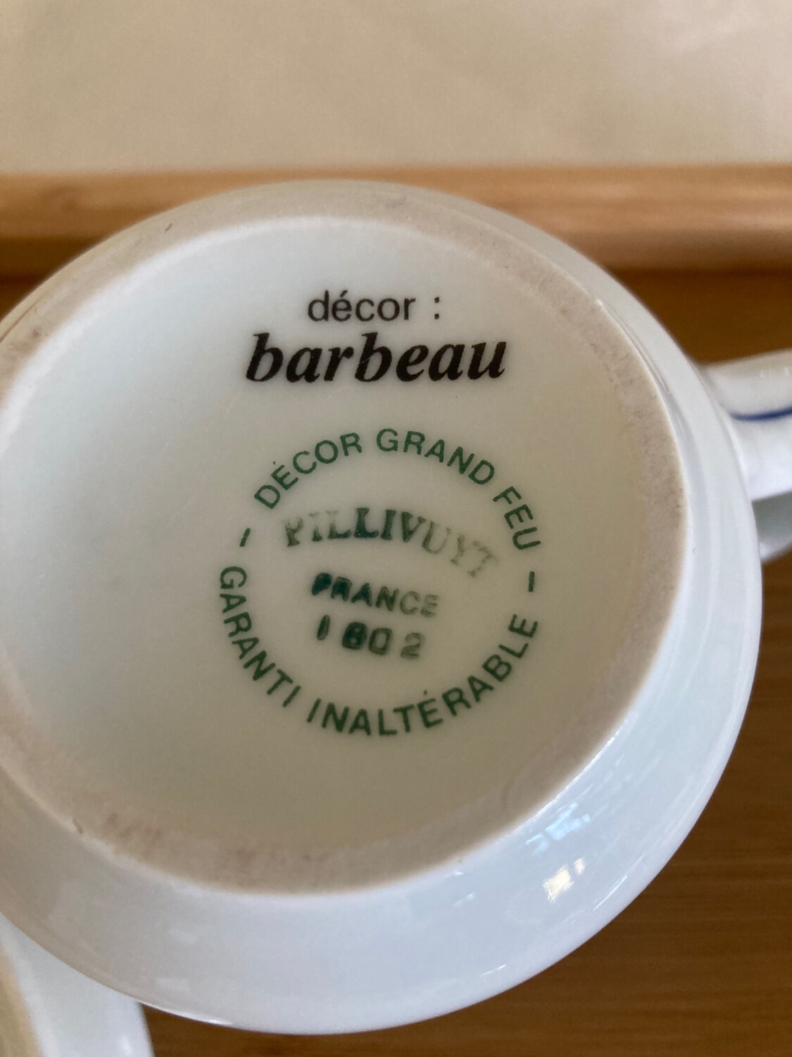 Tasse Bleuets tisanière / théïère Pillivuyt complète décor Barbeau