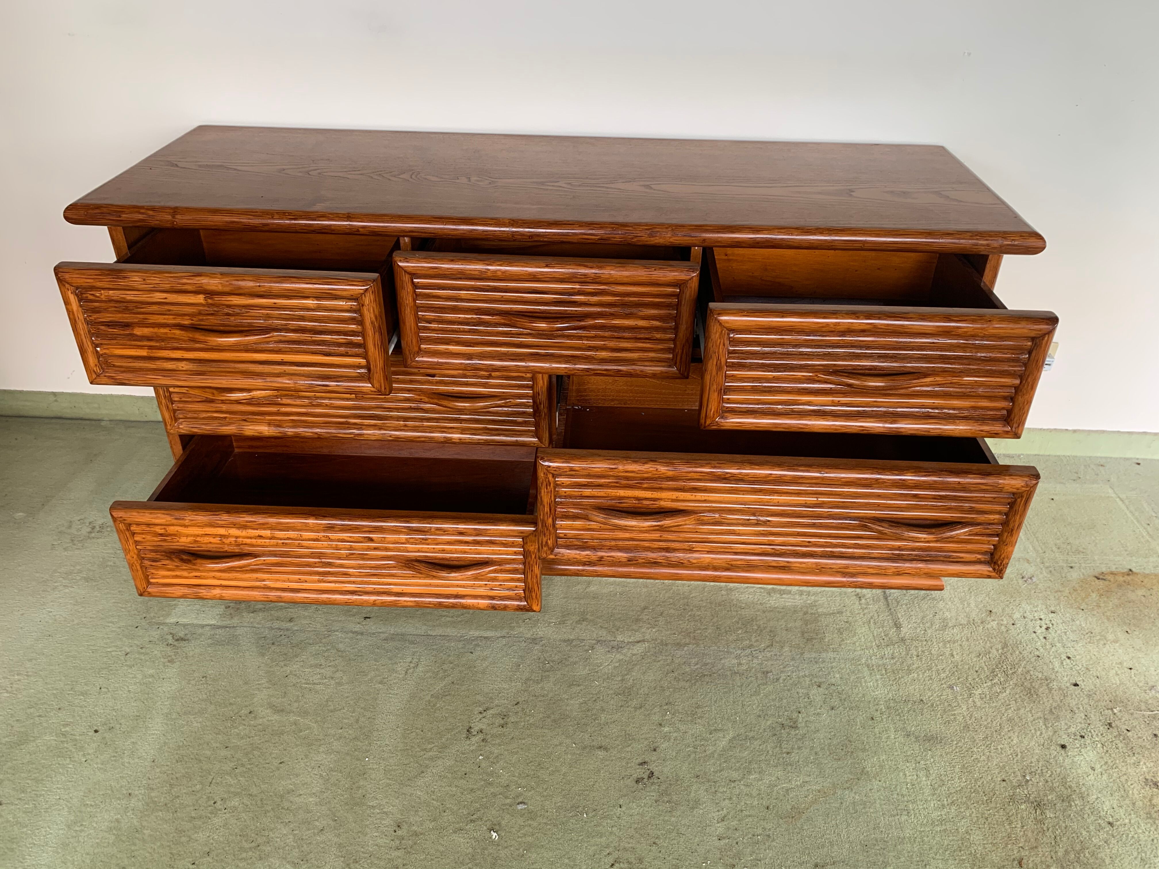 Rattan sideboard, Maugrion furniture design 1970