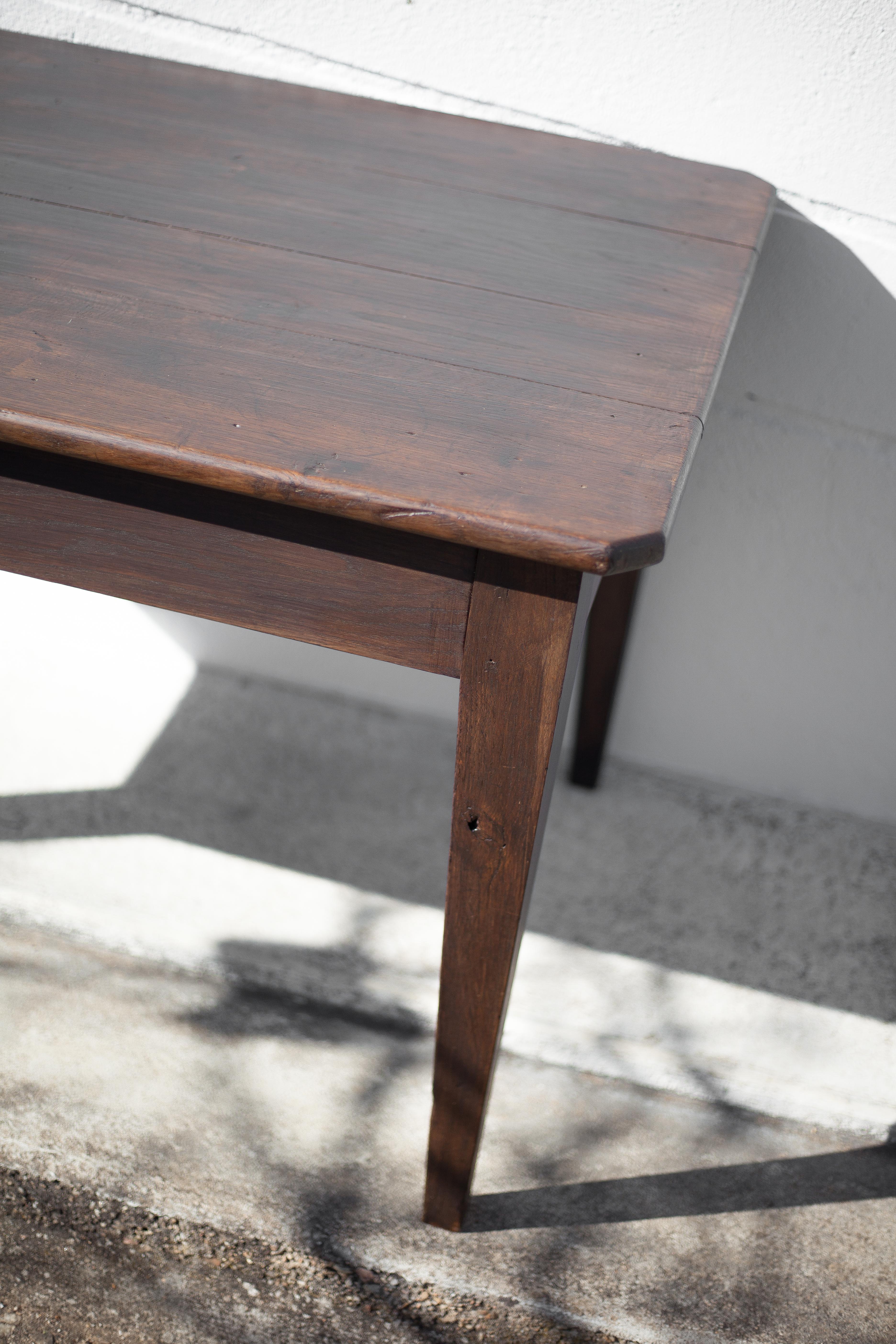 Farm table pear wood, old wood table, table 2 drawers, kitchen, countryside, chalet