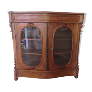 Bibliothèque-Vitrine-galbée-bois - anglais