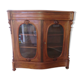 Curved showcase library carved wood 2 doors mahogany English style