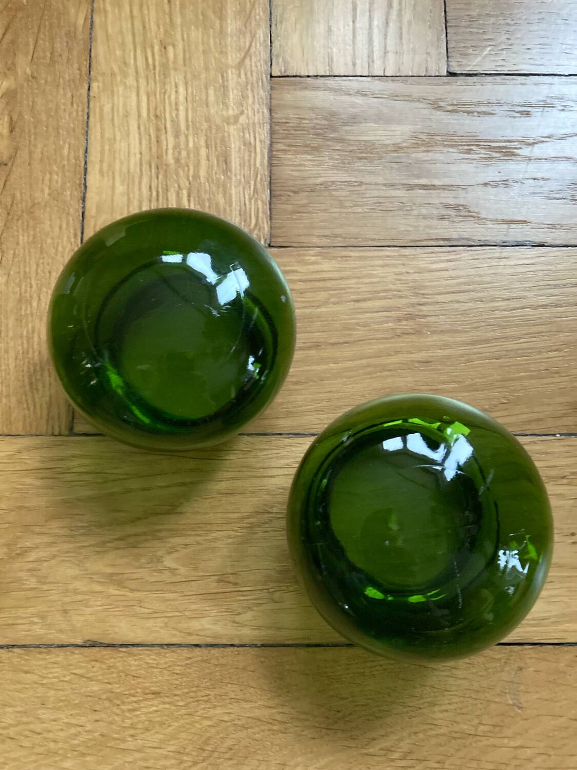 Vintage golden green apothecary jars
