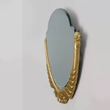 Oval Art Deco carved Gilt Wooden Mirror, France ca. 1920