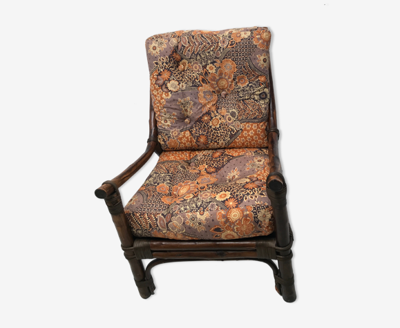 Fauteuil rotin années 70