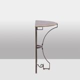 Pair of half-moon shaped console tables. Work of art craftsmanship.