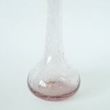 Large pink bubbled glass vase, in the style of Biot, Signed, 1970