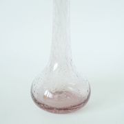 Large pink bubbled glass vase, in the style of Biot, Signed, 1970