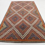 6x11 Mulicolor Living Room Rug, Vintage Wool Kilim Rug, 187x339Cm