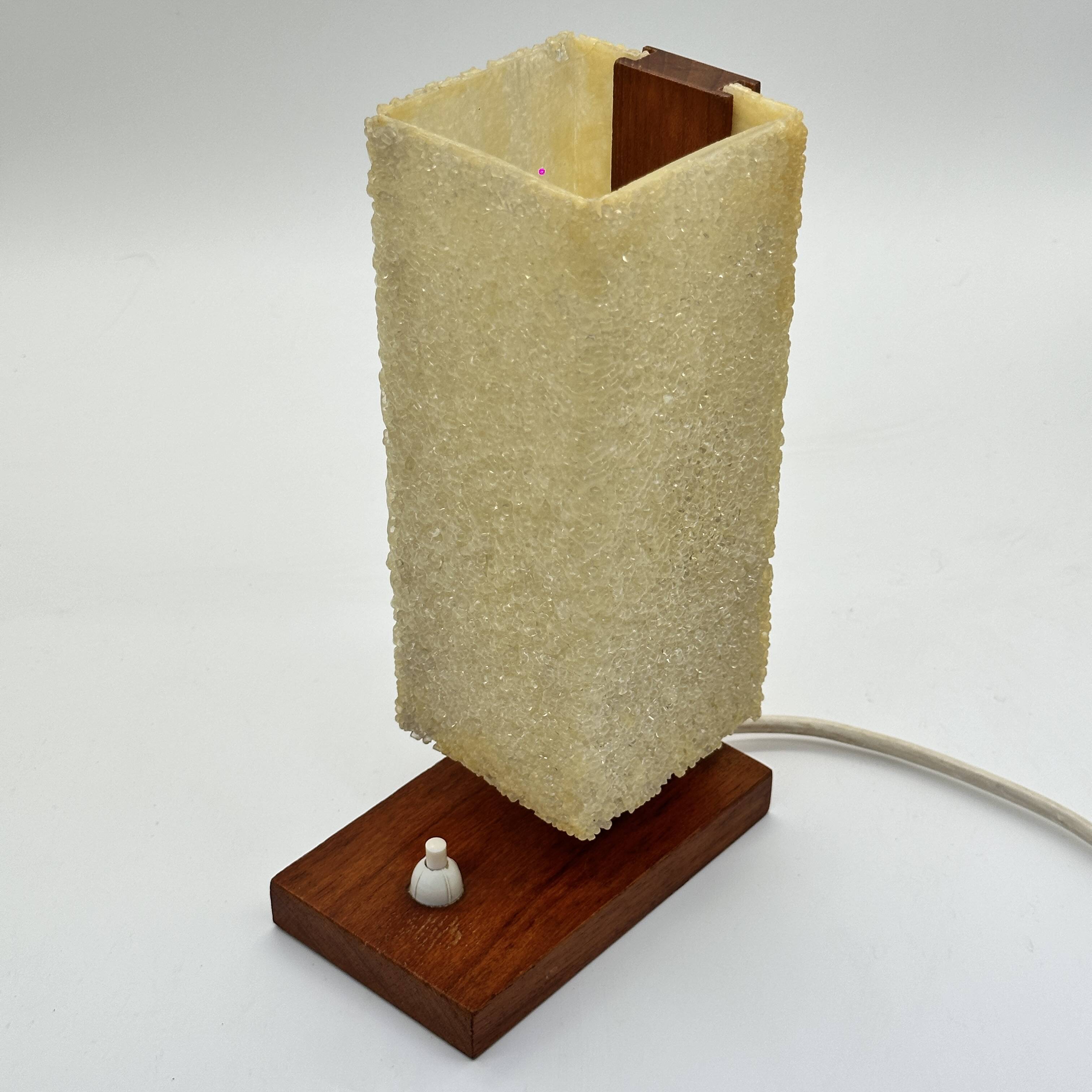 Scandinavian teak and acrylic granite desk lamp, 1950s
