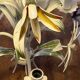 Vintage floral metal painted chandelier – 3 lights – 1970s