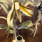 Vintage floral metal painted chandelier – 3 lights – 1970s