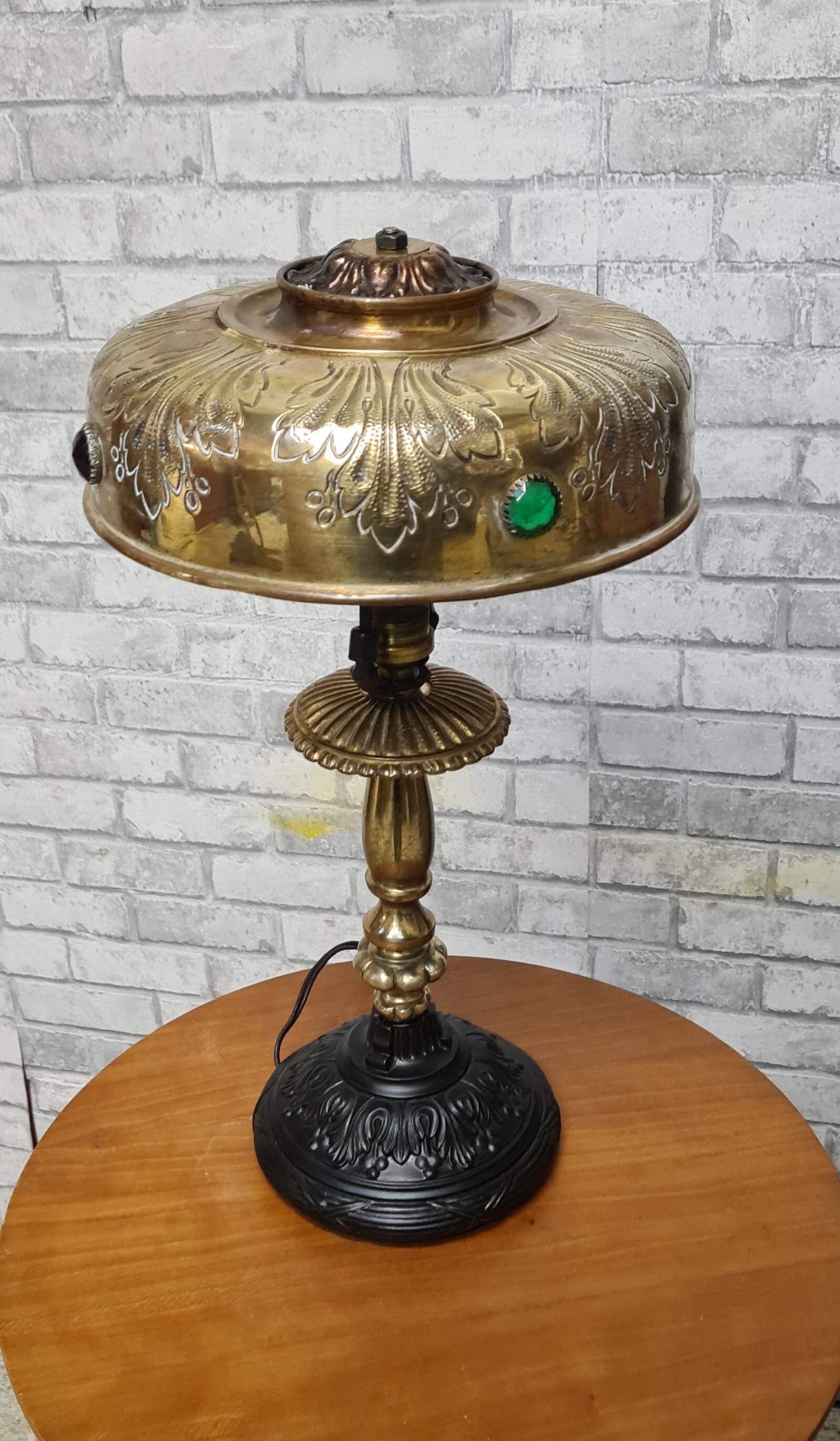 1920 Parisian lamp Leleu style brass shade 40x22 very good condition